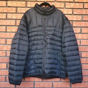 Packable Puffer Jacket Men 2XL Black Nylon Shell Full Zip Lightweight Swiss Tech